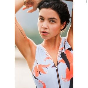 Albion Women's Swim top - Floral Blue and Orange